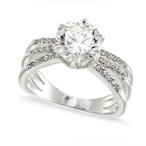 NWT Charter Club Silver-Plate Cubic Zirconia Triple Band Ring, Silver